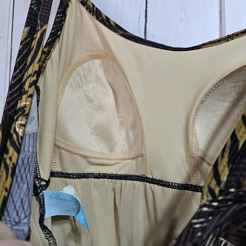 Beach Belle Swimwear Women's Pasadena Swimsuit Swim Dress Size 14 Brown Gold. - Picture 6 of 8